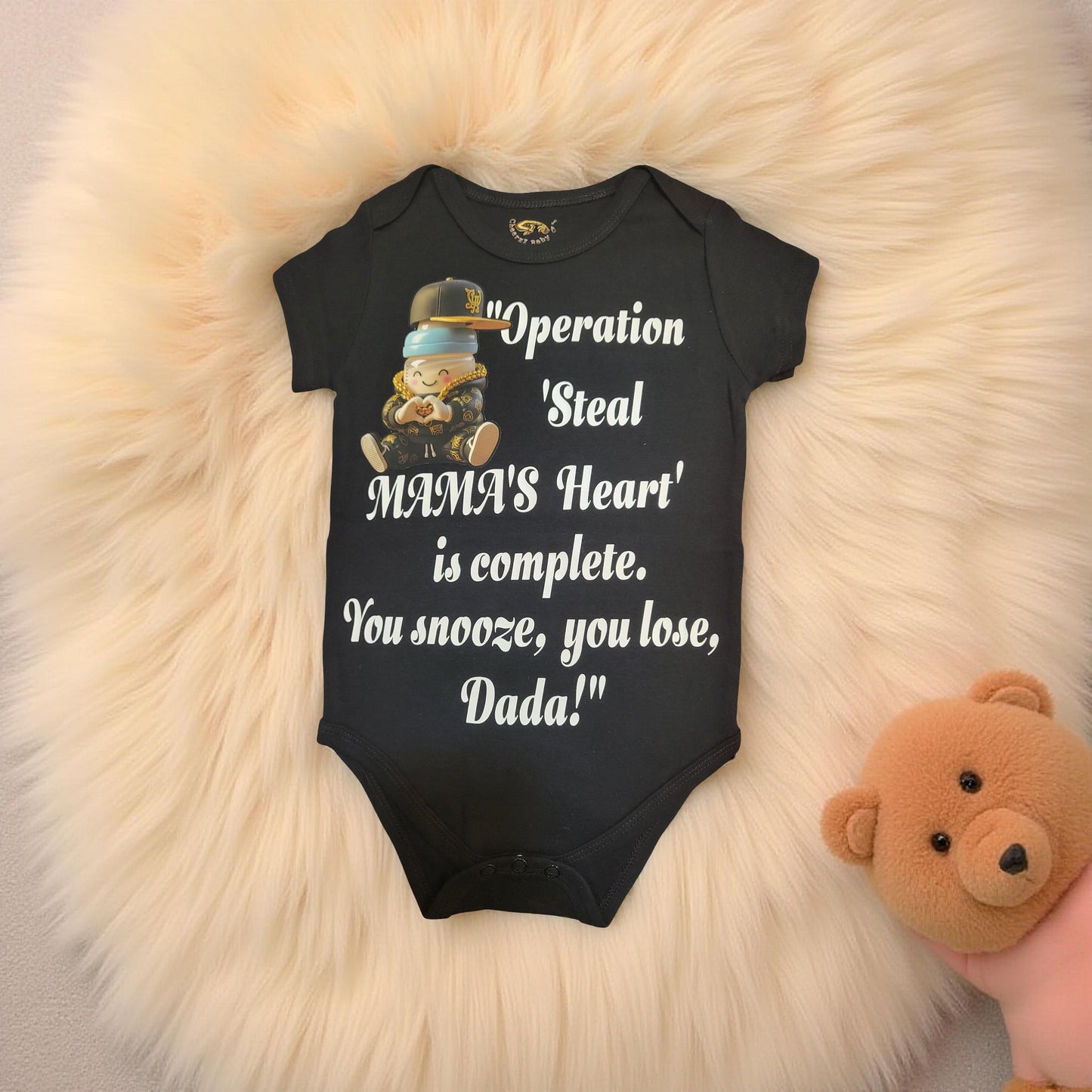 7pcs Hip-hop Baby Bottle Character Rompers (6-24 Months)- Front & Back Printed!